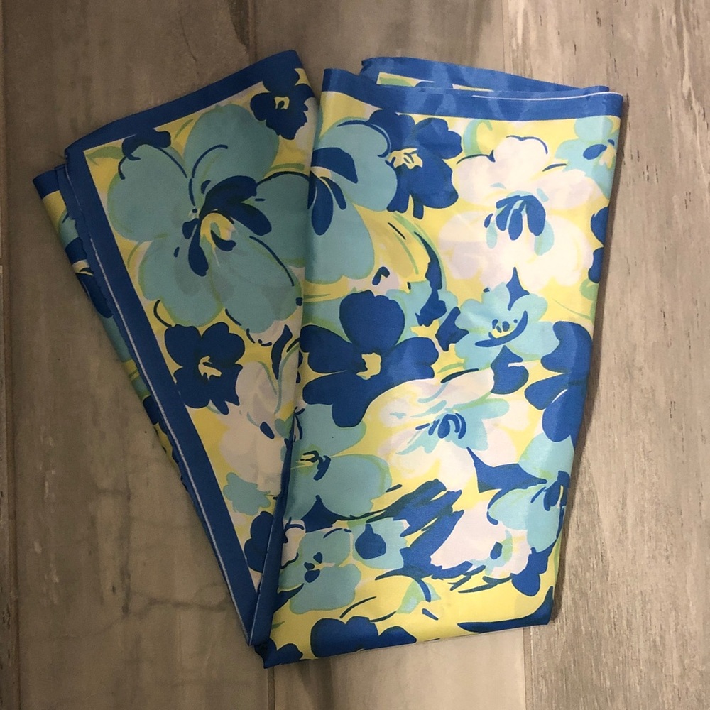 Floral Blue and Yellow Scarf